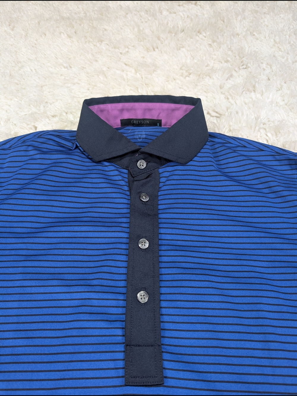 Greyson Men's Blue Striped Polo Shirt